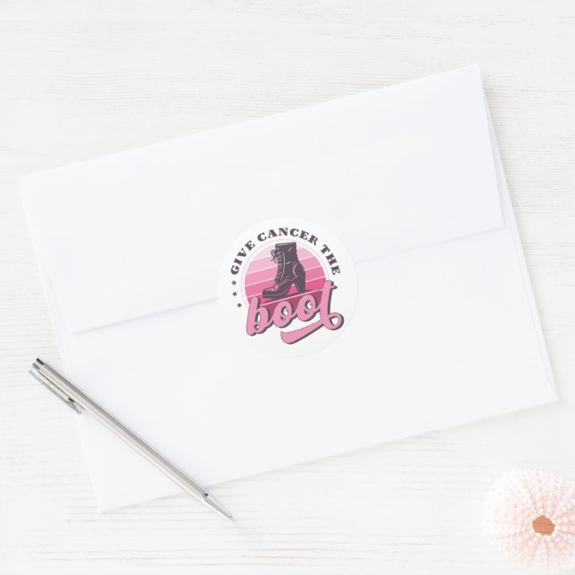 Give Cancer the Boot Breast Cancer Awareness  Classic Round Sticker (Envelope)
