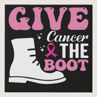give cancer the boot breast cancer awareness faux canvas print