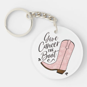 Give Cancer the Boot Breast Cancer Awareness Keychain