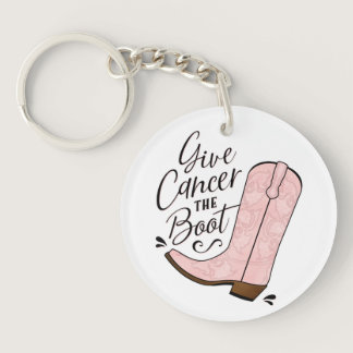 Give Cancer the Boot Breast Cancer Awareness Keychain