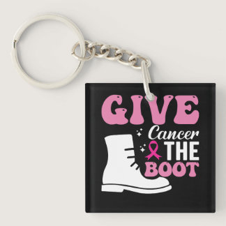 give cancer the boot breast cancer awareness keychain