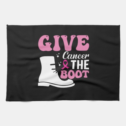 give cancer the boot breast cancer awareness kitchen towel
