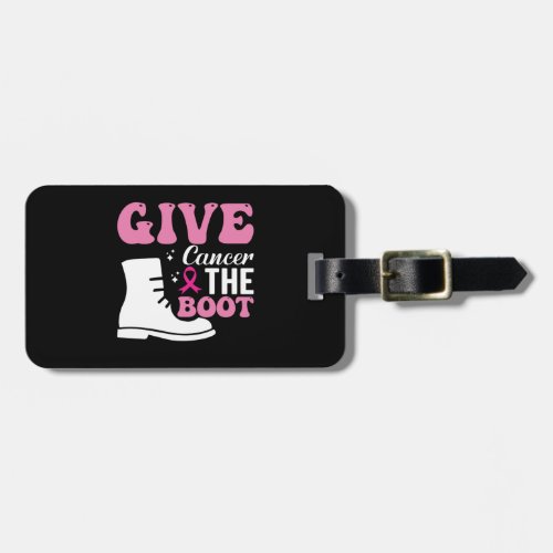 give cancer the boot breast cancer awareness luggage tag