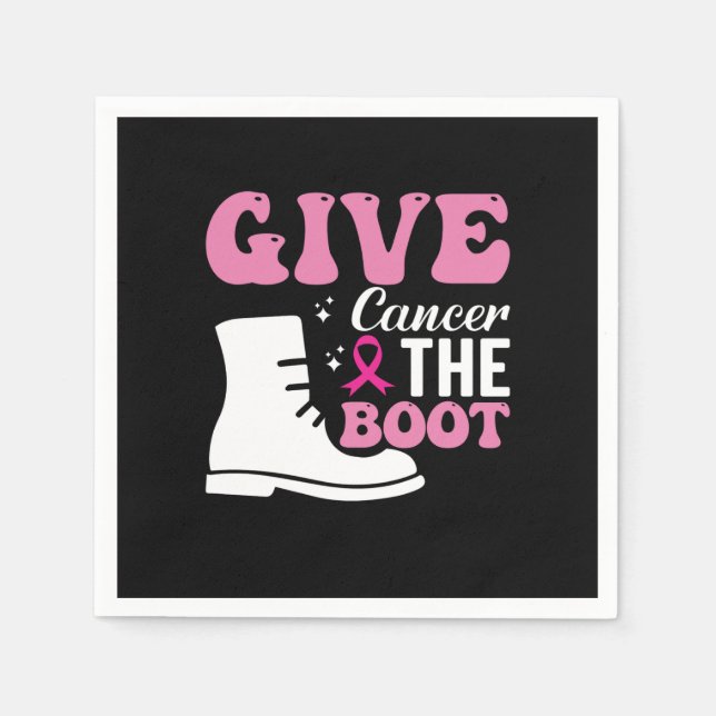 give cancer the boot breast cancer awareness napkins (Front)
