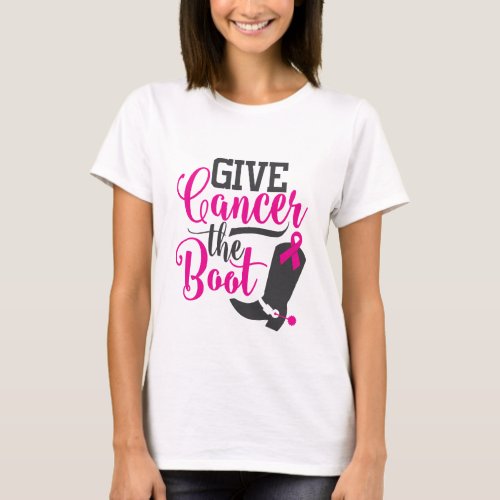 Give Cancer The Boot  Breast Cancer Awareness T_Shirt