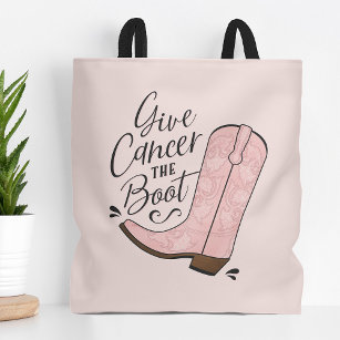 Give Cancer the Boot Breast Cancer Awareness Tote Bag