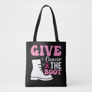 give cancer the boot breast cancer awareness tote bag