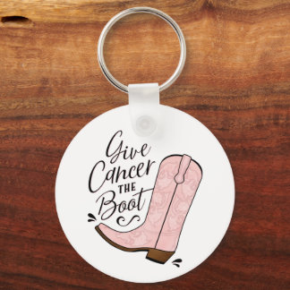 Give Cancer the Boot Breast Cancer Support Gift Keychain