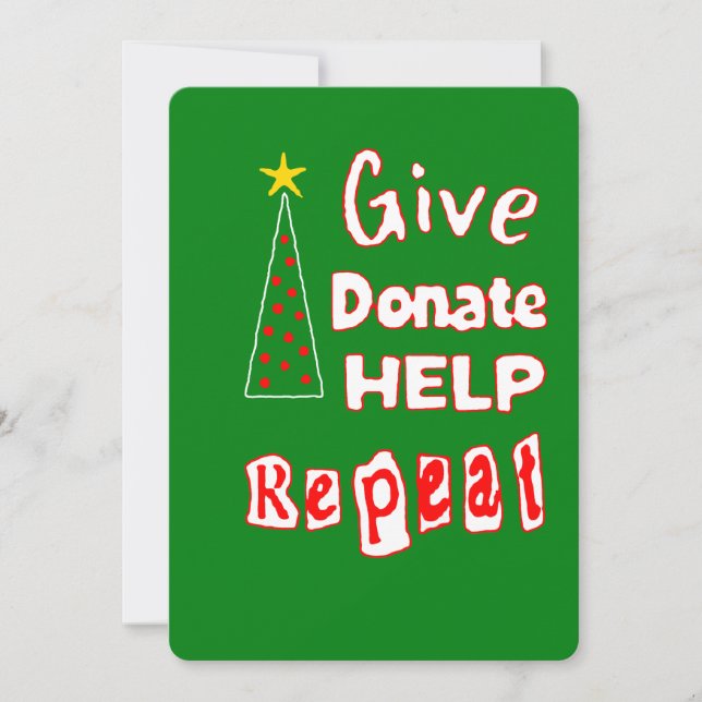 give, donate, help, repeat holiday card (Front)