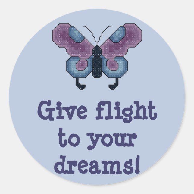 Give flight to your dreams! Butterfly Stitcker Classic Round Sticker (Front)