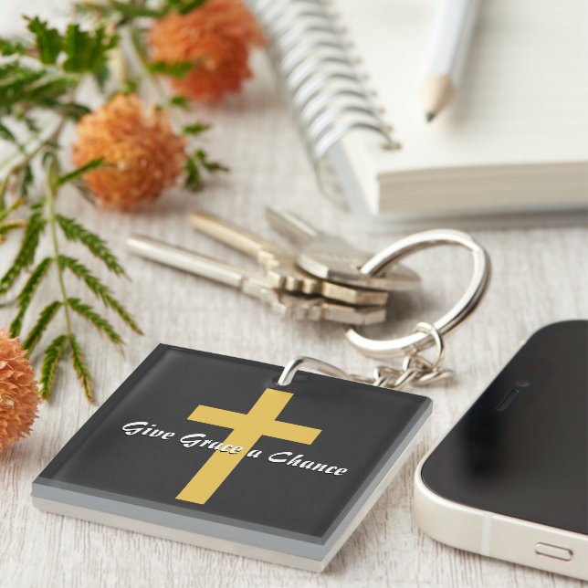 Give Grace a Chance Button Keychain (Front Right)