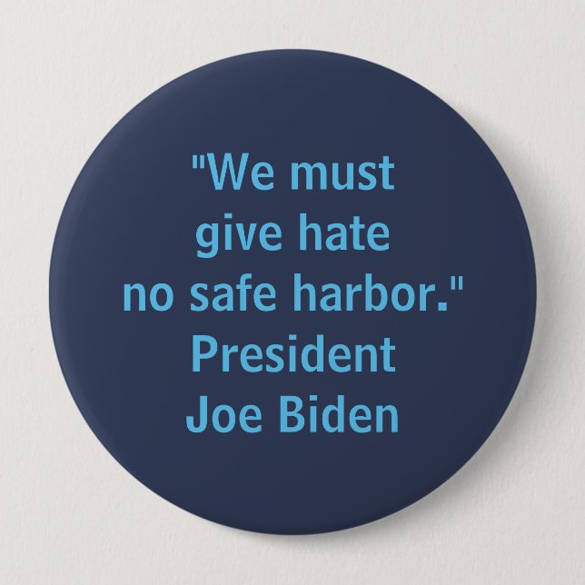 Give Hate No Safe Harbor - Joe Biden Button (Front)