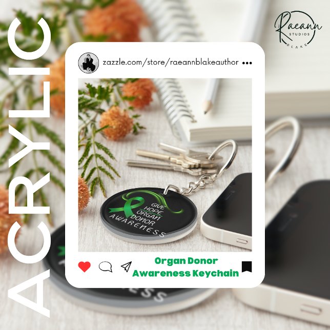 Give Hope Organ Donor Awareness Round Acrylic  Keychain (Creator Uploaded)