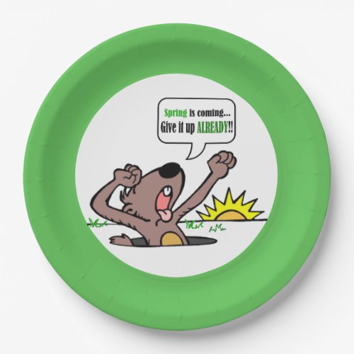 Give It Up Groundhog Day Party Paper Plate
