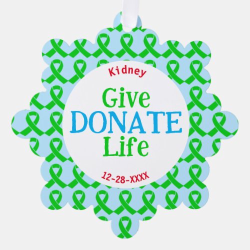 Give Life Green Ribbon Custom Organ Transplant Ornament Card