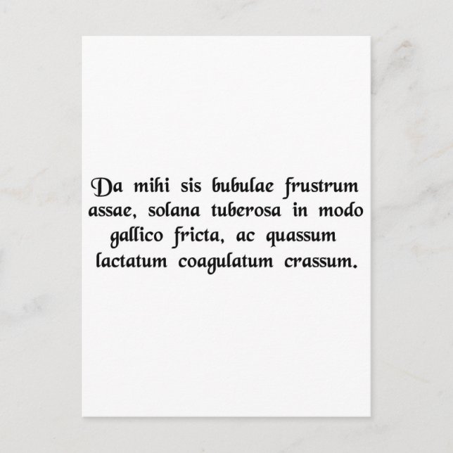 Give me a hamburger, french fries, and a thick.... postcard (Front)