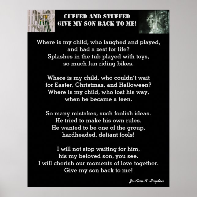 GIVE ME BACK MY SON poem Poster (Front)