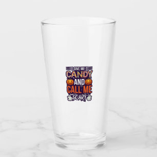 Give Me Candy Call Scary Halloween Ghost Pumpkin_1 Glass