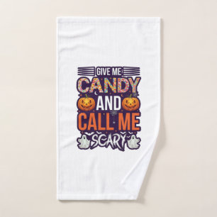 Give Me Candy Call Scary Halloween Ghost Pumpkin_1 Hand Towel