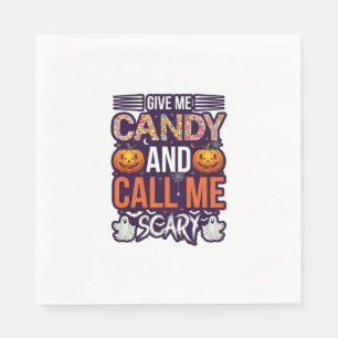 Give Me Candy Call Scary Halloween Ghost Pumpkin_1 Napkins