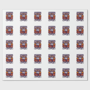 Give Me Candy Call Scary Halloween Ghost Pumpkin_1 Wrapping Paper