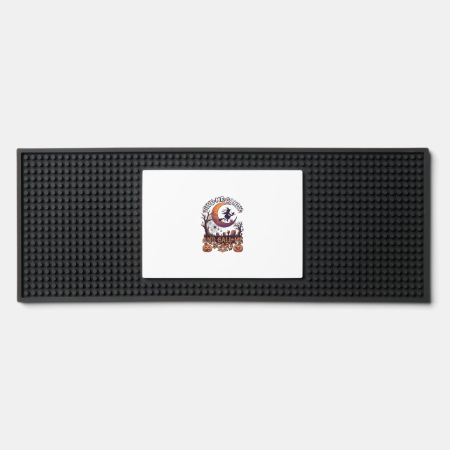 Give Me Candy Call Scary Witch Moon Pumpkins Bar Mat (Front)