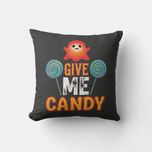 Give Me Candy Halloween Ghost_1 Throw Pillow