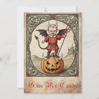 "Give Me Candy!" Vintage Devil Halloween Card