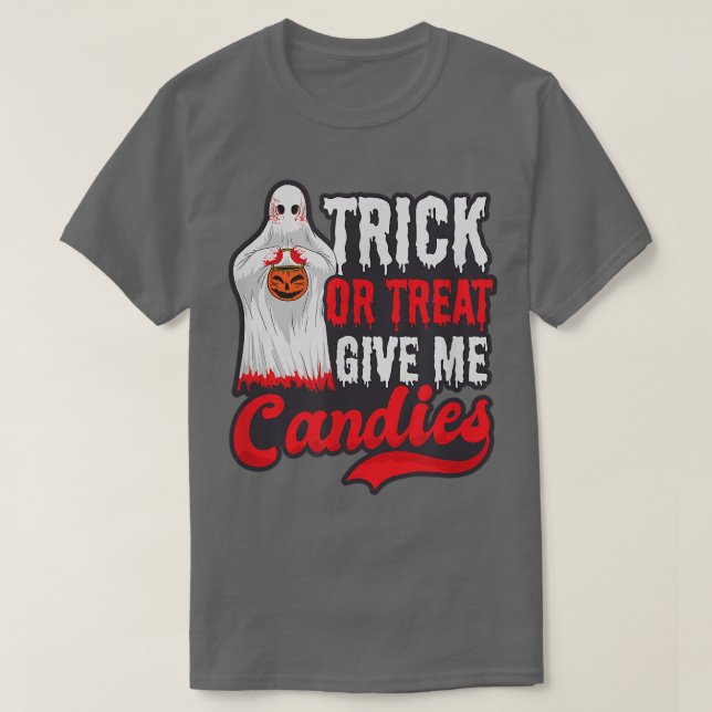 Give Me Candys Design Halloween Ghost  T-Shirt (Design Front)