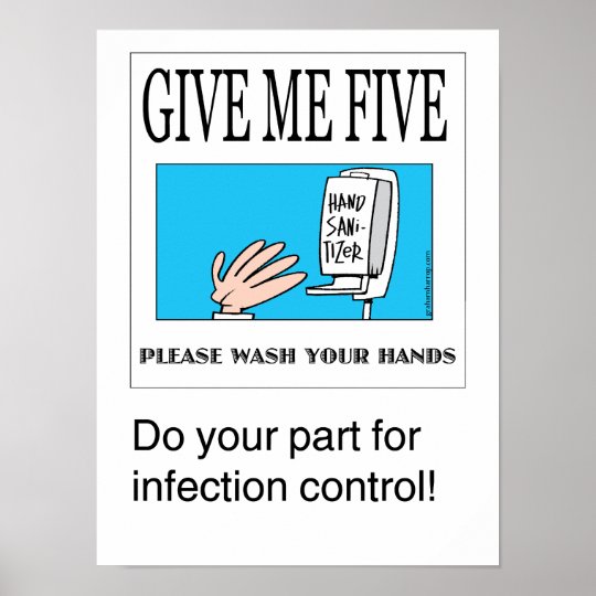 Give Me Five handwashing poster | Zazzle.com