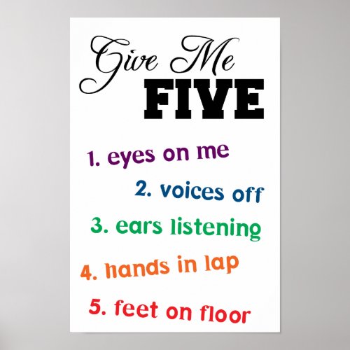 Give Me Five Teacher Poster