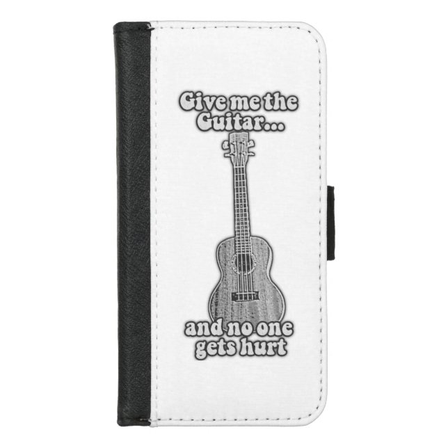 Give me the guitar and no one gets hurt. B & W iPhone Wallet Case (Front)