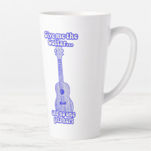 Give me the guitar and no one gets hurt.retro blue latte mug