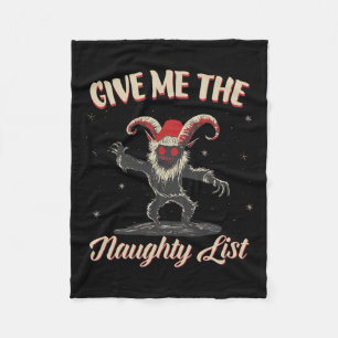 Give Me The Naughty List Cute Krampus Dark Christm Fleece Blanket