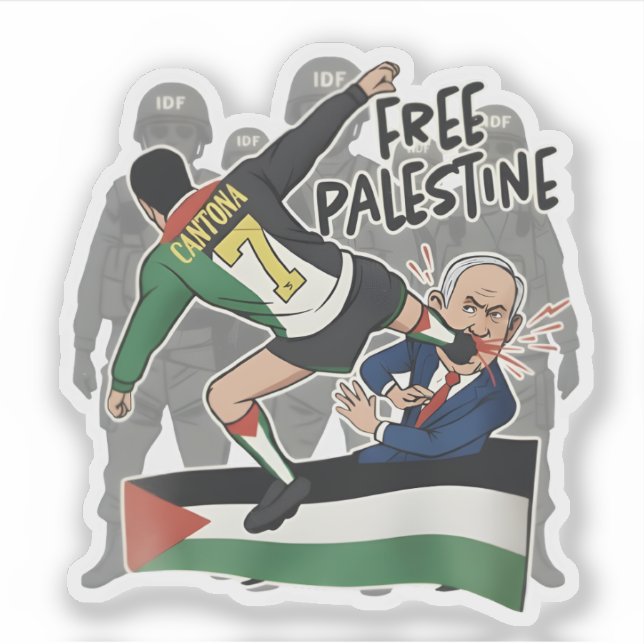 Give Netanyahu The Boot Free Palestine caricature  Sticker (Front)