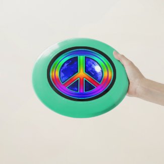Give Peace a Chance Green Rainbow Frisbee