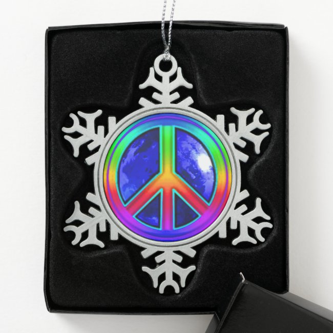 Give Peace a Chance Pewter Snowflake Ornament