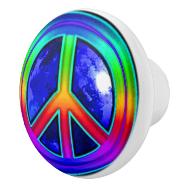 Give Peace a Chance Rainbow Ceramic Knob