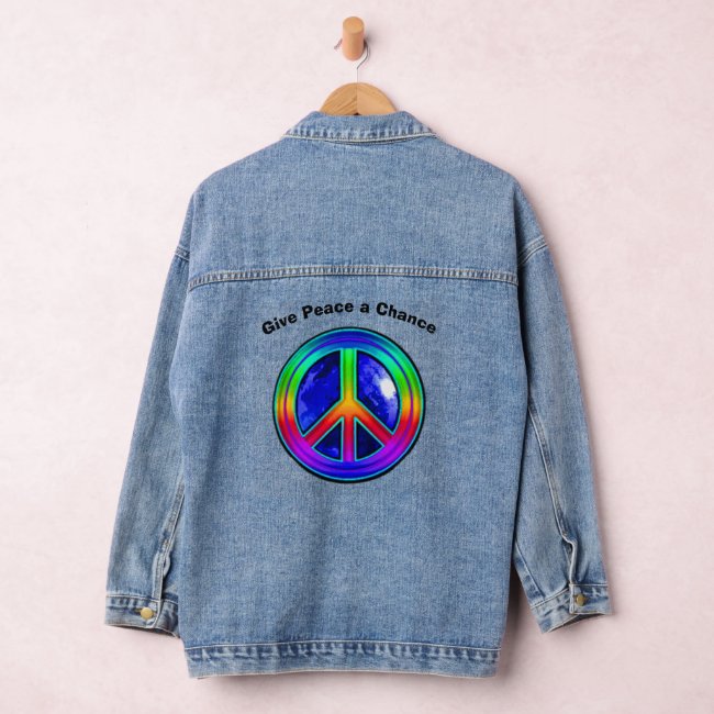 Give Peace a Chance Rainbow Denim Jacket