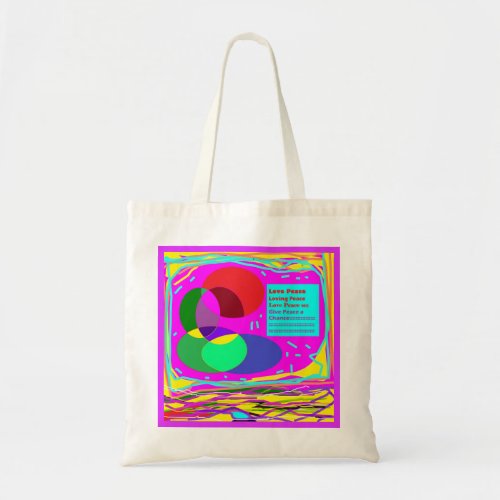 Give peace a chance red and rainbow colors       tote bag
