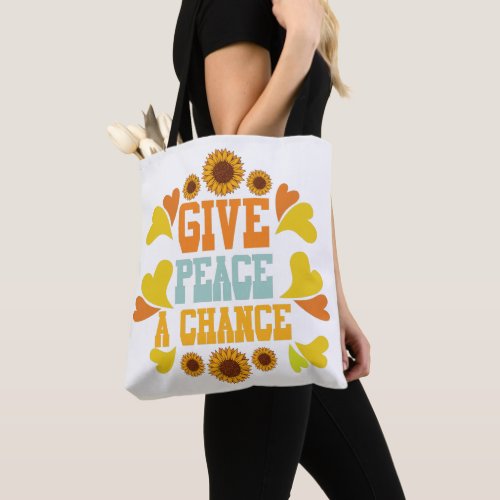 Give Peace a Chance Retro Hippy Tote Bag