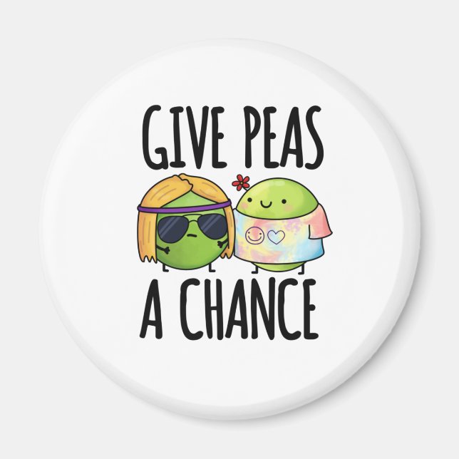 Give Peas A Chance Funny Hippie Peas Pun  Magnet (Front)