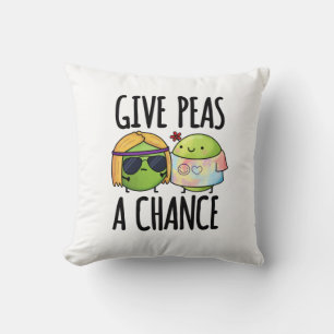 Give Peas A Chance Funny Hippie Peas Pun Throw Pillow