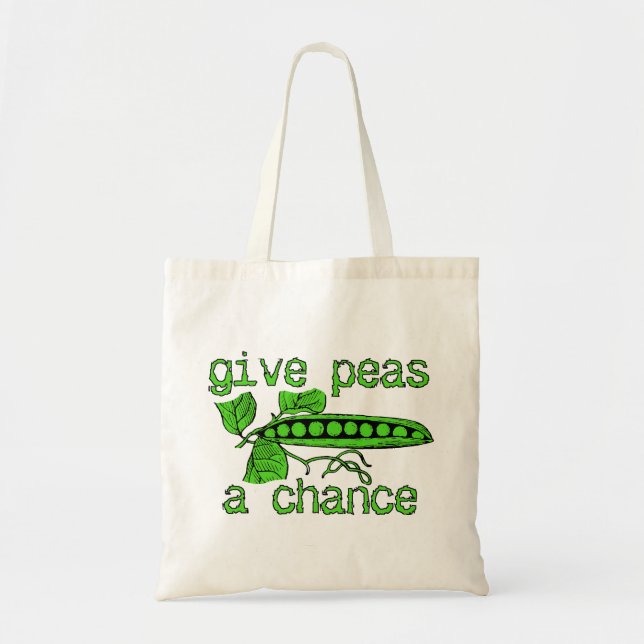 Give Peas A Chance Funny Peace Bag Tote Humor (Front)