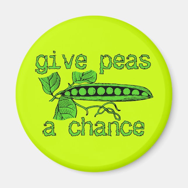 Give Peas A Chance Funny Peace Magnet Humor (Front)