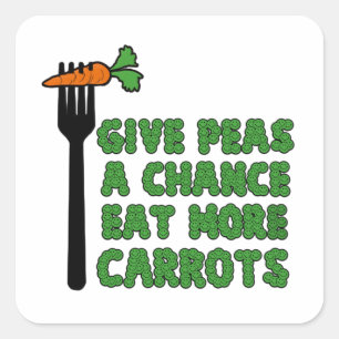 Give peas a chance square sticker
