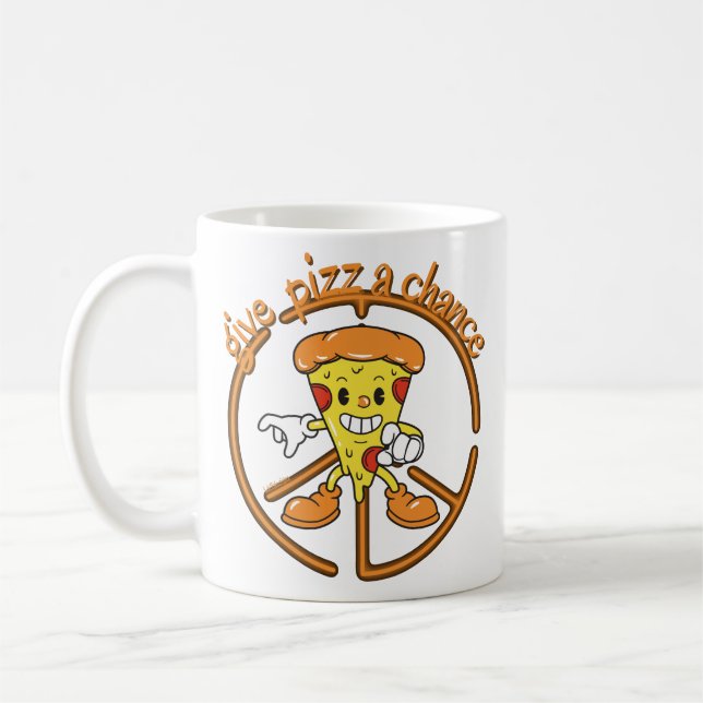 GIVE PIZZA A CHANCE funny pizza pun gift idea      Coffee Mug (Left)