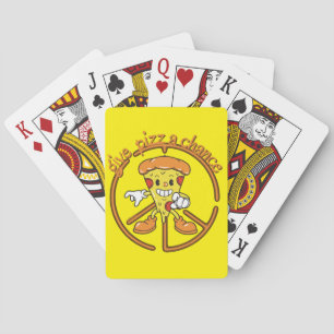 GIVE PIZZA A CHANCE funny pizza pun gift idea Poker Cards