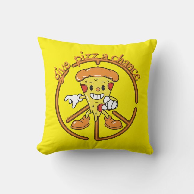 GIVE PIZZA A CHANCE funny pizza pun gift idea Throw Pillow (Front)