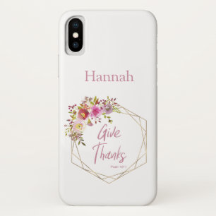 Give Thank Pink Purple Floral Watercolor iPhone X Case